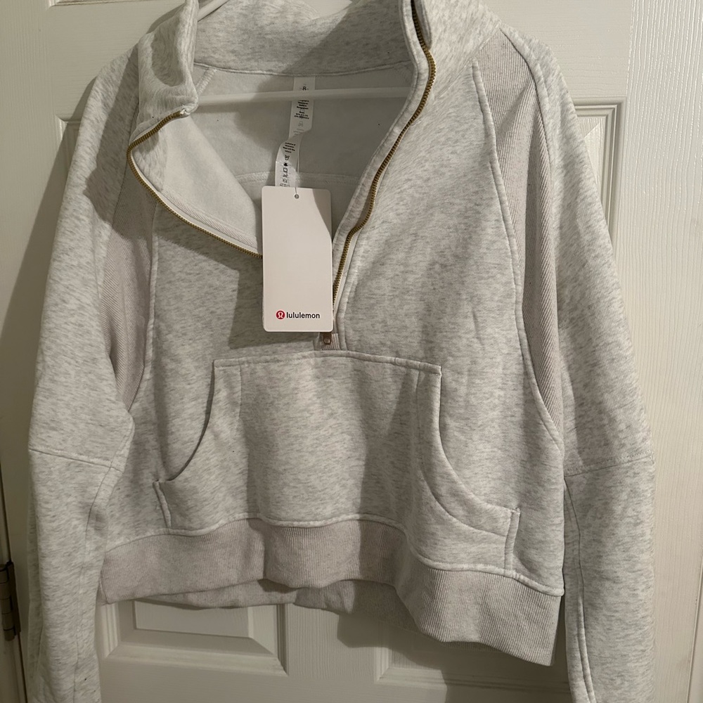 Lululemon oversized scuba half zip funnel neck- light grey (DUPE)